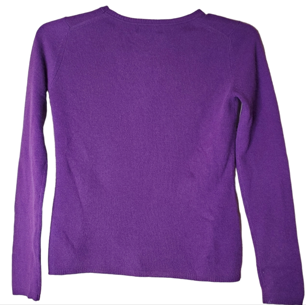 Peck & Peck Cashmere Sweater Purple 2 Ply Sz Small Plum Crew Pullover Pr… - Picture 2 of 5